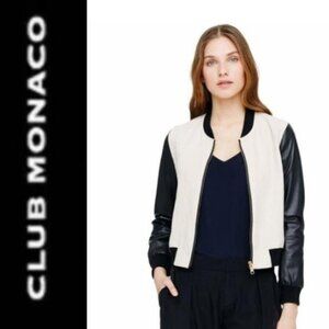 Club Monaco Linen Leather Bomber Jacket